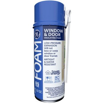 GE 2744170 Window & Door Foam, Pale Yellow, 24 hr Functional Cure, 12 fl-oz Aerosol Can