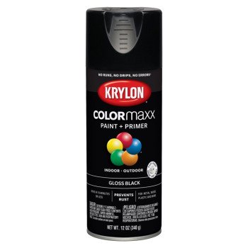 Krylon K05505007 Enamel Spray Paint, Gloss, Black, 12 oz, Can