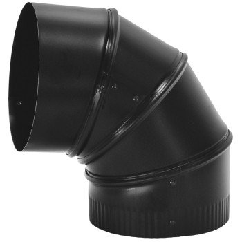 Imperial BM0015 Stove Pipe Elbow, 90 deg Angle, 7 in, 24 Gauge, Steel, Black, Matte