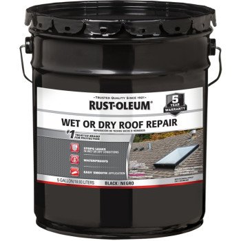 Rust-Oleum 301990 Cement Roof Repair, Black, Liquid, 5 gal