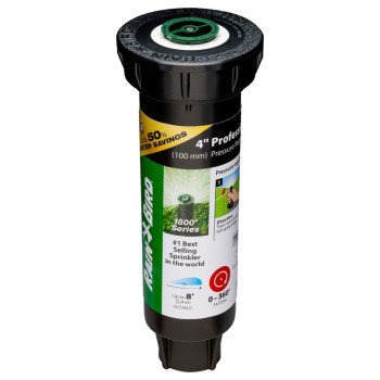 Rain Bird 1800 1804AP8PRS Pressure Regulated Pop-Up Sprinkler, 1/2 in Connection, FNPT, 4 in H Pop-Up, 8 ft