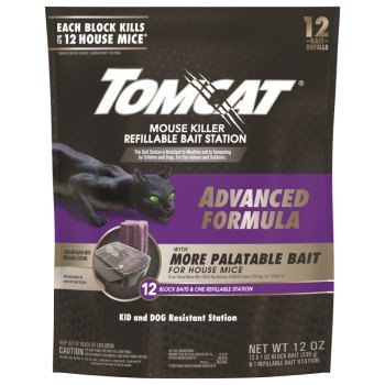 Tomcat 0372905 Mouse Killer Refillable Bait Station, 12 Mice Bait, Purple/Violet, 12/PK