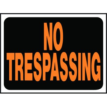 Hy-Ko Hy-Glo Series 3014 Identification Sign, Rectangular, NO TRESPASSING, Fluorescent Orange Legend, Black Background