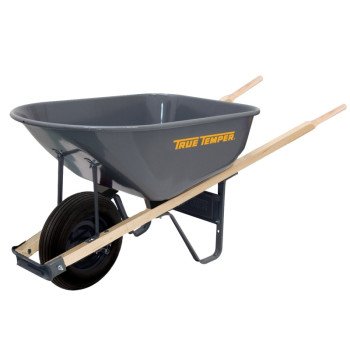 True Temper R625 Wheelbarrow, 6 cu-ft Volume, Steel, 1-Wheel, Tube Wheel