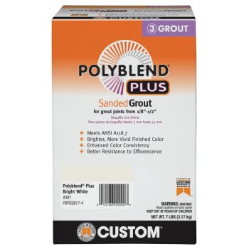 Custom Polyblend Plus PBPG3817-4 Sanded Grout, Bright White, 7 lb Box