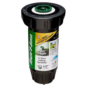 Rain Bird 1800 PRS 1802AP8PRS Pressure Regulating Pop-Up Sprinkler, 1/2 in Connection, FNPT, 2 in H Pop-Up, Plastic