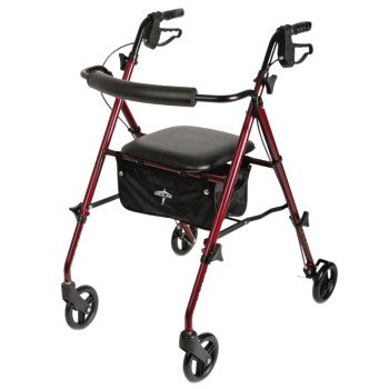 Medline MDS86825SLR Rollator, 29-1/2 to 36 in H, Burgundy