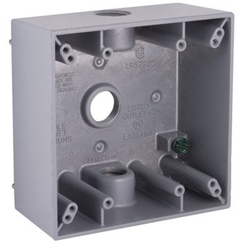 Hubbell 5333-0 Weatherproof Box, 3 -Outlet, 2 -Gang, Aluminum, Gray, Powder-Coated