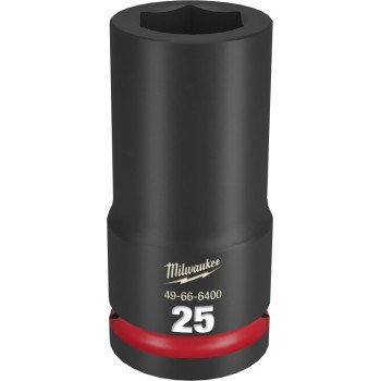 Milwaukee SHOCKWAVE Impact Duty Series 49-66-6400 Deep Impact Socket, 25 mm Socket, 3/4 in Drive, Square Drive, 6-Point