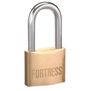 American Lock Fortress Series 1840DLF Padlock, Keyed Different Key, 1/4 in Dia Shackle, Steel Shackle, Solid Brass Body