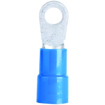 Gardner Bender 14-097 Ring Terminal, 600 V, 6 AWG Wire, 1/2 in Stud, Vinyl Insulation, Blue