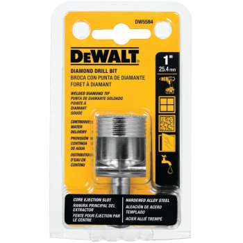 DEWALT DW5584 Drill Bit, 1 in Dia, 2-1/4 in OAL, Spiral Flute, 3/8 in Dia Shank, Round Shank