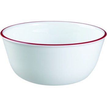 Corelle 1060572 Soup/Cereal Bowl, Vitrelle Glass, Red/White, For: Dishwashers and Microwave Ovens