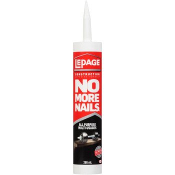 LePage No More Nails 2048233 All Purpose Adhesive, White, 266 mL Cartridge