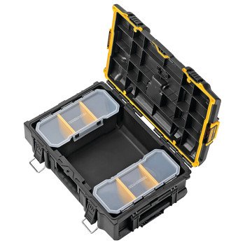 DEWALT ToughSystem 2.0 Series DWST08165 Tool Box, 110 lb, Plastic, Black, 21-3/4 in L x 14-3/4 in W x 7 in H Outside