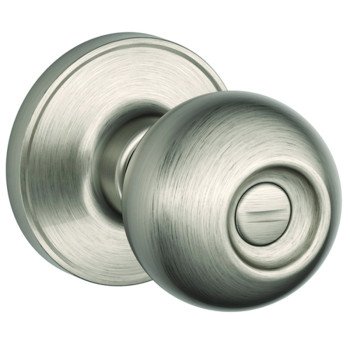 Schlage Corona Series J40 CNA 619 Privacy Lockset, Round Design, Knob Handle, Satin Nickel, Metal, Interior Locking