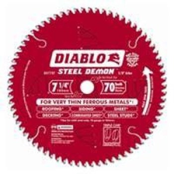 Diablo Steel Demon D0770FA Circular Saw Blade, 7-1/4 in Dia, 5/8 in Arbor, 70-Teeth, TiCo Cutting Edge