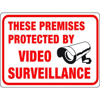 Hy-Ko 20619 Identification Sign, Rectangular, THESE PREMISES PROTECTED BY VIDEO SURVEILLANCE, Black/Red Legend, Plastic