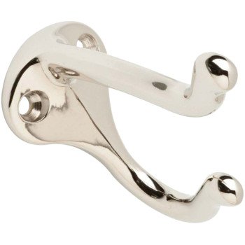 Schlage Ives 571A14 Coat and Hat Hook, 9 lb, 2-Hook, Aluminum, Nickel