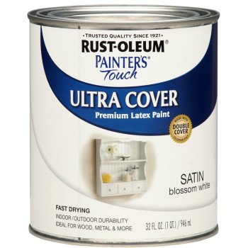 RUST-OLEUM PAINTER'S Touch 267330 Brush-On Paint, Satin, Blossom White, 1 qt