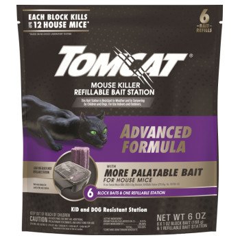 Tomcat 0372805 Mouse Killer Refillable Bait Station, 12 Mice Bait, Purple/Violet, 6/PK