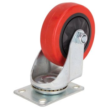 ProSource JC-384-G Swivel Caster, 4 in Dia Wheel, 30 mm W Wheel, PU Wheel, Red, 220 lb, Steel Housing Material