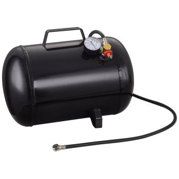 ProSource AT05 Air Tank, 5 gal Tank, 1/4 in Inlet, 5/16 in Outlet, 85 to 125 psi Pressure, Steel, 2 mm Gauge