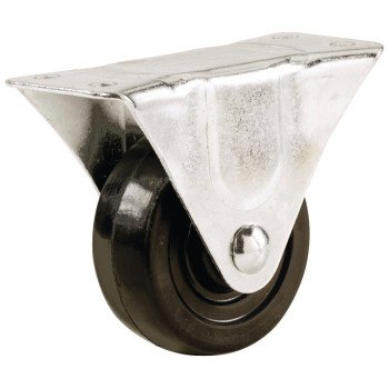 Shepherd Hardware 9482 Rigid Caster, 2-1/2 in Dia Wheel, 1-1/8 in W Wheel, Rubber Wheel, 100 lb