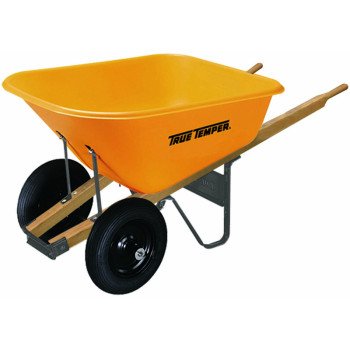 True Temper RP810 Wheelbarrow with Dual Wheels, 8 cu-ft Volume, Poly, 2-Wheel