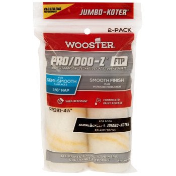 Wooster RR381-4 1/2 Roller Cover, 3/8 in Thick Nap, 4-1/2 in L, Fabric Cover, Gold/White