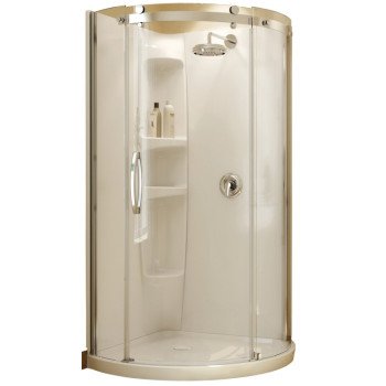 MAAX 105760-000-001-10 Shower Kit, 36 in L, 36 in W, 78 in H, Acrylic, Chrome, Round, 8 mm Glass