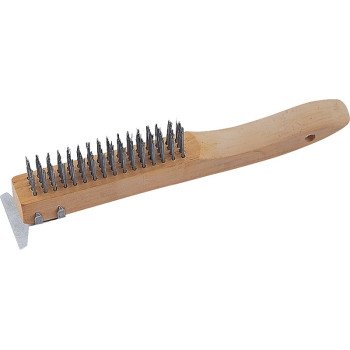 ProSource TGE-WB416 Wire Brush with Scraper, 1-3/4 in L Trim, Zinc Bristle, 3/4 in W Brush, 10-1/4 in OAL