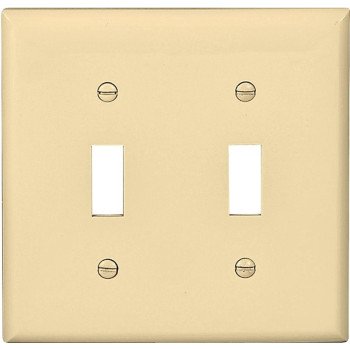 Eaton Wiring Devices 5139V-BOX Wallplate, 4-1/2 in L, 4.56 in W, 2 -Gang, Nylon, Ivory, High-Gloss