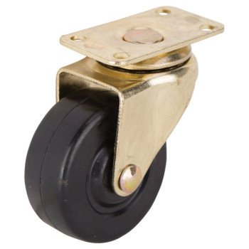 ProSource JC-D05-PS Swivel Caster, 2 in Dia Wheel, 3/4 in W Wheel, Rubber Wheel, Black, 90 lb, Steel Housing Material