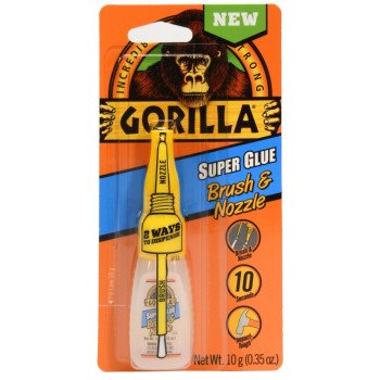 Gorilla 7510101 Super Glue Brush and Nozzle, Liquid, Irritating, Straw/White Water, 10 g Bottle