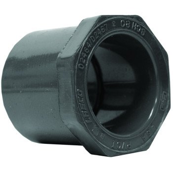 Lasco 837248BC Reducing Bushing, 2 x 3/4 in, Spigot x Slip, PVC, SCH 80 Schedule