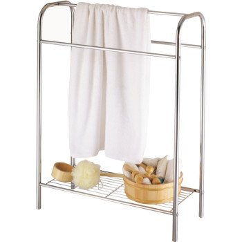 TOWEL STAND CHROME W/SHELF    