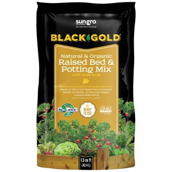 Black Gold 1423004.CFL1.5P Raised Bed and Potting Mix, 1.5 cu-ft Coverage Area, 1.5 cu-ft