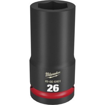 Milwaukee SHOCKWAVE Impact Duty Series 49-66-6401 Deep Impact Socket, 26 mm Socket, 3/4 in Drive, Square Drive, 6-Point