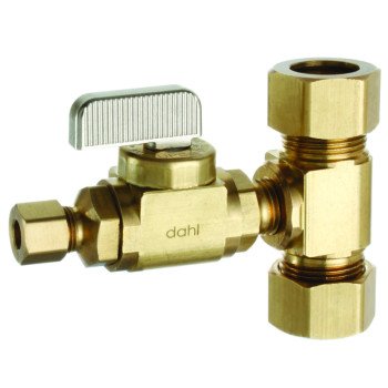 Dahl mini-ball E33-2212 Tee Valve Kit, 5/8 x 5/8 x 3/8 in Connection, Compression, Brass Body