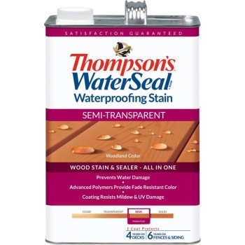 Thompson's WaterSeal TH.092601-16 Wood Sealer, Semi-Transparent, Liquid, Natural Cedar, 1 gal