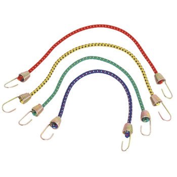 ProSource FH64074 Stretch Cord, 4 mm Dia, 10 in L, Blue/Green/Red/Yellow, Hook End