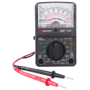 Gardner Bender GMT-318 Multimeter, Analog Display, Functions: AC Voltage, DC Current, DC Voltage, Resistance, Black