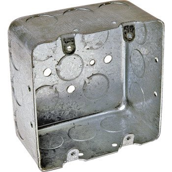 Raco 680 Switch Box, 2-Gang, 2-Outlet, 17-Knockout, 1/2 in Knockout, Steel, Gray, Galvanized, Screw