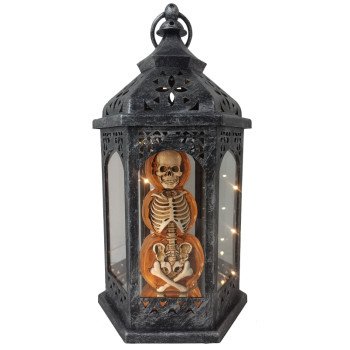 Santas Forest 65650 Pumpkin/Skull Lantern, 1.5 V, 1-Lamp, LED Lamp, Soft White Light, 6 On/9 Off hr Average Life