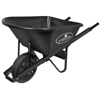 Landscapers Select 34628 Wheelbarrow, 6 cu-ft Volume, Poly Tray, 1-Wheel, Pneumatic Wheel, 16 in Wheel