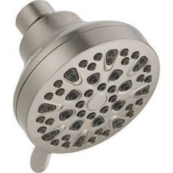 Peerless 76438BN Shower Head, 1.5 gpm, 1/2 in Connection, 4-Spray Function, Plastic, Brushed Nickel, 2-7/8 in L