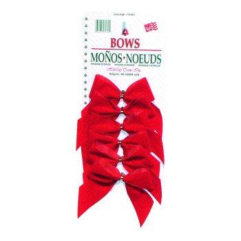 Holidaytrims 7930 Outdoor Bow, 0.5 in H, Velvet, Red