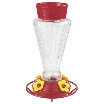 Stokes Select Royal 38135 Bird Feeder, 28 oz, 4-Port/Perch, Glass/Plastic, Red, 10-3/4 in H