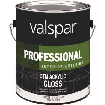 Valspar 045.0080123.007 DTM Acrylic Enamel Paint, Gloss Sheen, Clear, 1 gal, Pail, 300 to 400 sq-ft/gal Coverage Area